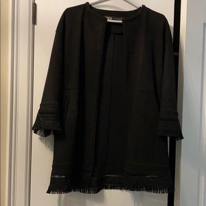 Zara fringed black suede jacket